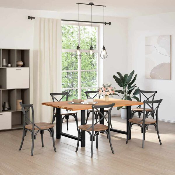 vidaXL Table à manger marron clair bois de chêne massif rectangulaire