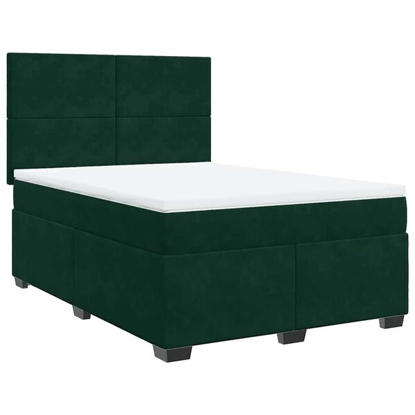 vidaXL Sommier &agrave; lattes de lit et matelas Vert fonc&eacute; 140x190cm Velours