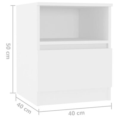 vidaXL Table de chevet Blanc 40x40x50 cm Aggloméré