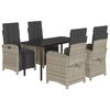 vidaXL Ensemble &agrave; manger de jardin et coussins 5 pcs gris clair rotin