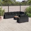 vidaXL Salon de jardin 9 pcs avec coussins noir r&eacute;sine tress&eacute;e
