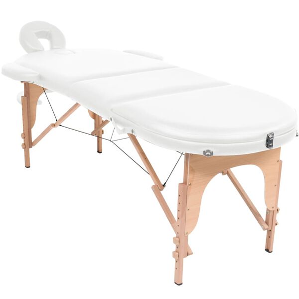 vidaXL Table de massage pliable 4 cm d'&eacute;paisseur et 2 traversins Blanc
