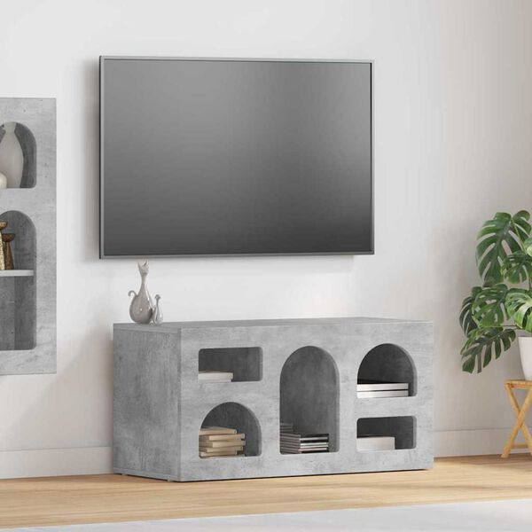 vidaXL Meuble TV Gris béton 80 x 35 x 40 cm Bois d'ingénierie