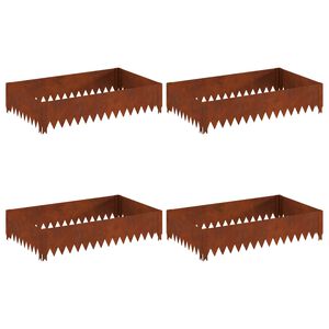 vidaXL Bordure de Pelouse 4 pc 100 x 60 x 20 cm Acier Rouill&eacute;