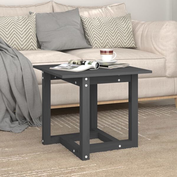 vidaXL Table basse Gris 50x50x45 cm Bois massif de pin