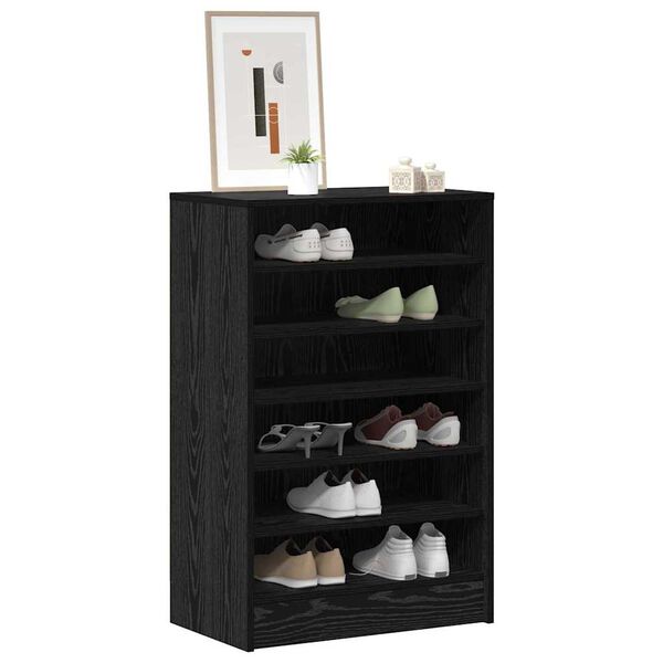 vidaXL Cabinet &agrave; chaussures avec &eacute;tag&egrave;re Ch&ecirc;ne noir 60 x 35 x 92 cm