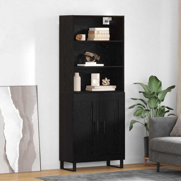 vidaXL Haut Armoire Ch&ecirc;ne noir 69,5 x 34 x 180 cm Bois d'ing&eacute;nierie