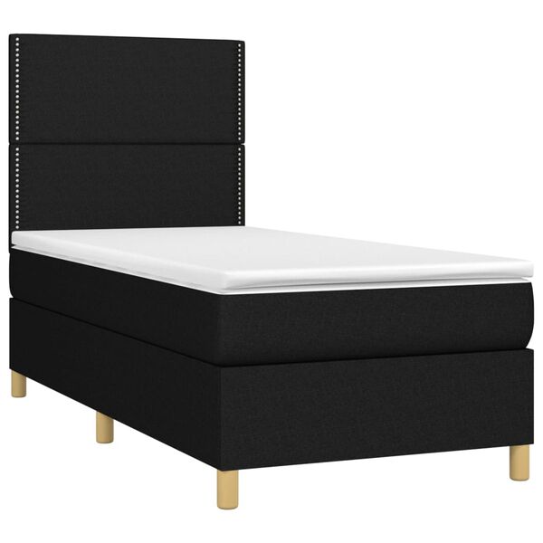 vidaXL Sommier &agrave; lattes de lit avec matelas Noir 90x190 cm Tissu