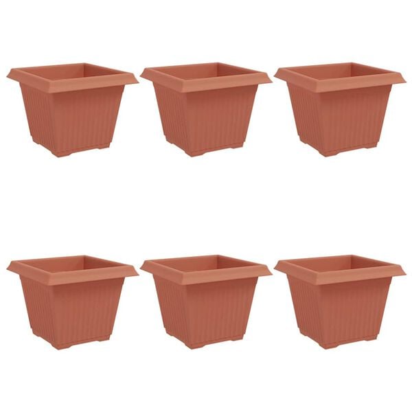 vidaXL Pot de Fleurs Carr&eacute; 6 pcs Rouge brique 28,5 x 28,5 x 22 cm