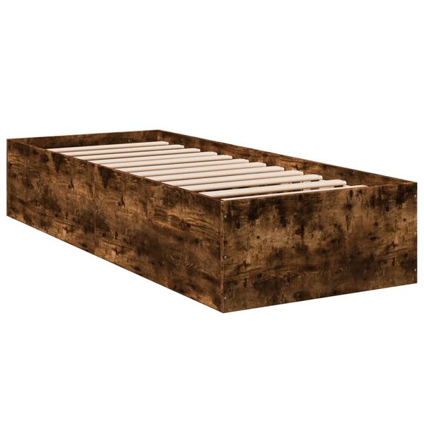 vidaXL Cadre de lit sans matelas ch&ecirc;ne fum&eacute; 90x200 cm