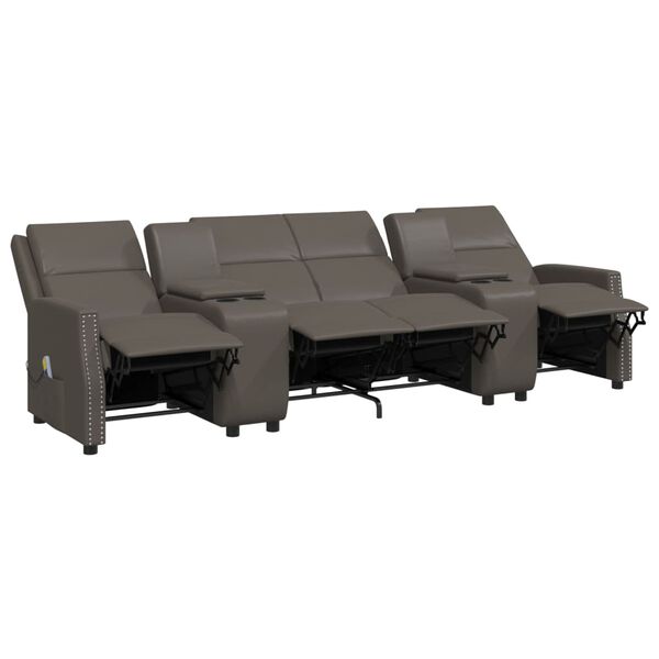 vidaXL Fauteuil de massage inclinable 4 places gris similicuir