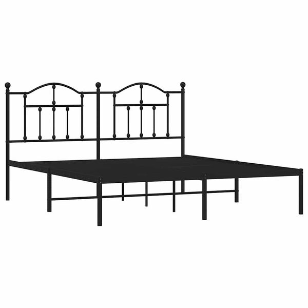 vidaXL Cadre de lit m&eacute;tal sans matelas et t&ecirc;te de lit noir 160x200 cm