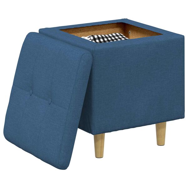 vidaXL Pouf de rangement avec coussin Bleu 40 x 40 x 45 cm tissu