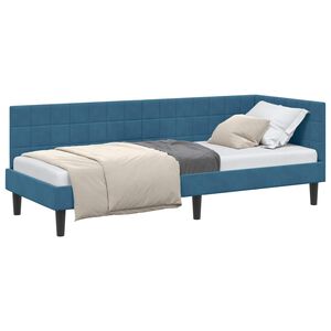 vidaXL Cadre de lit d'angle Bleu 80 cm x 200 cm Velours