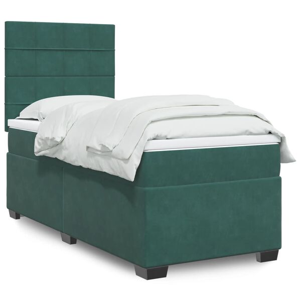 vidaXL Sommier &agrave; lattes de lit avec matelas Vert fonc&eacute; 90x200 cm