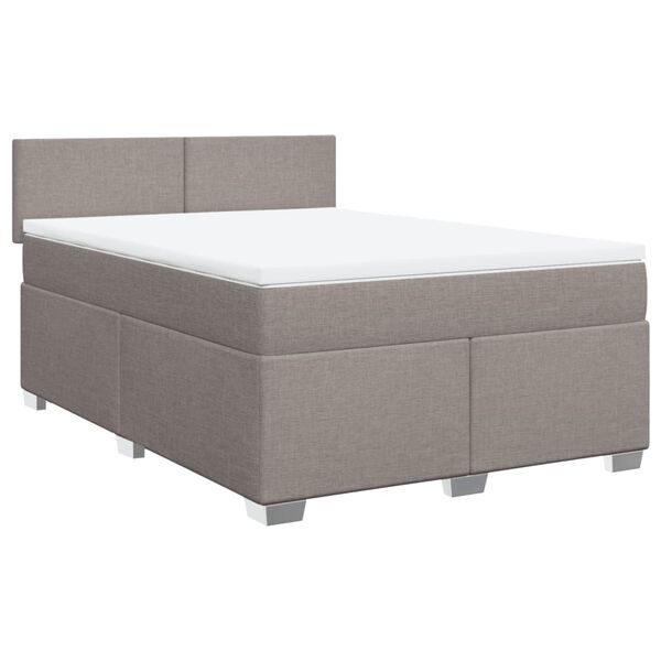 vidaXL Sommier &agrave; lattes de lit avec matelas Taupe 140x200 cm Tissu