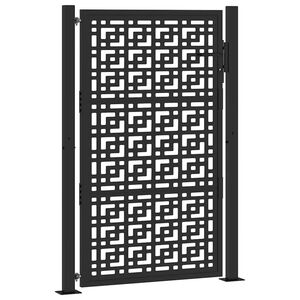 vidaXL Portail de jardin noir 100x150 cm en acier avec croix