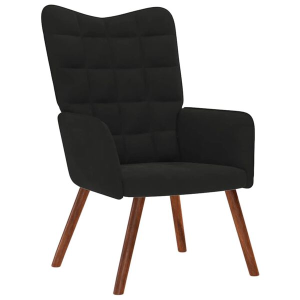 vidaXL Fauteuil relax avec tabouret en velours noir