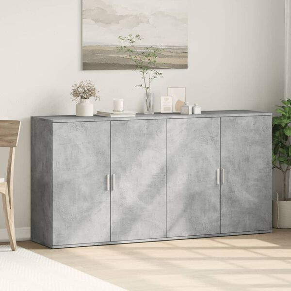 vidaXL Buffets 2 pcs gris béton 79x38x80 cm bois d'ingénierie