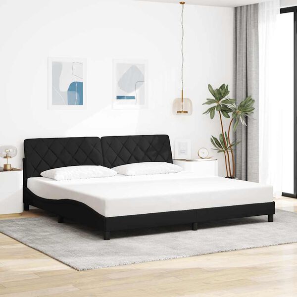 vidaXL Cadre de lit avec LED sans matelas noir 200x200 cm tissu