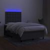 vidaXL Sommier &agrave; lattes de lit matelas LED gris fonc&eacute; 120x190 cm tissu