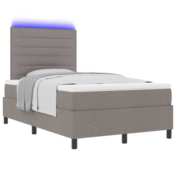 vidaXL Lit &agrave; ressorts avec matelas avec LED Taupe 120 x 190 cm tissu
