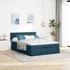 vidaXL Cadre de lit ottoman avec matelas bleu fonc&eacute; 140x200 cm velours