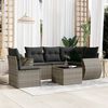 vidaXL Salon de jardin 6 pcs avec coussins gris r&eacute;sine tress&eacute;e