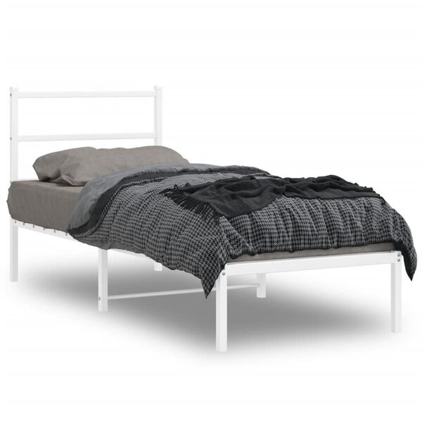 vidaXL Cadre de lit métal sans matelas avec tête de lit blanc 80x200cm