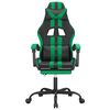 vidaXL Chaise de jeu avec repose-pied Noir et vert Similicuir