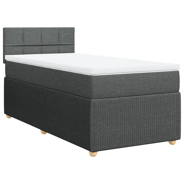vidaXL Sommier &agrave; lattes de lit avec matelas Gris fonc&eacute; 80x200 cm Tissu