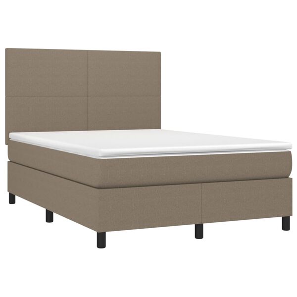 vidaXL Sommier &agrave; lattes de lit avec matelas Taupe 140x200 cm Tissu