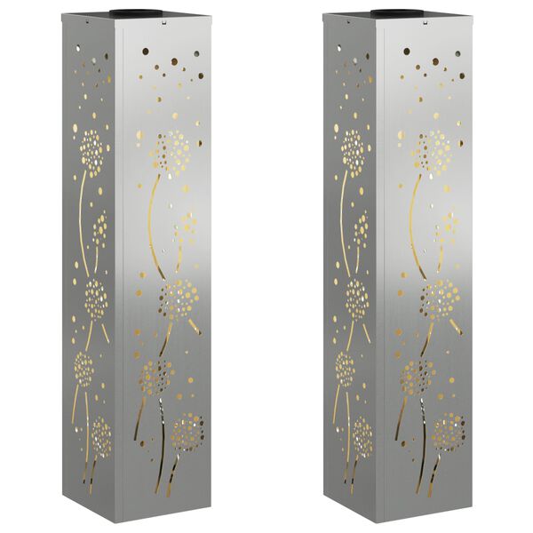 vidaXL Lumi&egrave;re de chemin LED solaire 2 pcs Rouill&eacute; Galvanis&eacute;