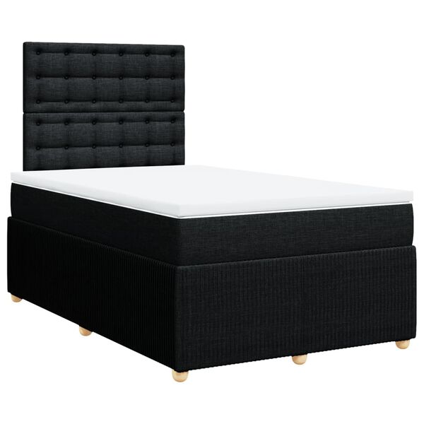 vidaXL Sommier &agrave; lattes de lit avec matelas noir 120x190 cm tissu