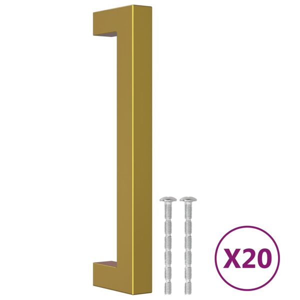vidaXL Poign&eacute;es d'armoire 20 pcs dor&eacute; 128 mm acier inoxydable