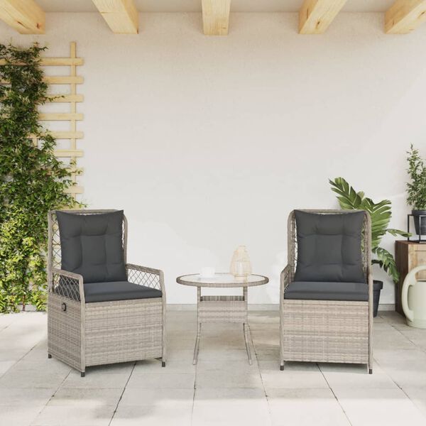vidaXL Chaises inclinables de jardin lot de2 gris clair r&eacute;sine tress&eacute;e