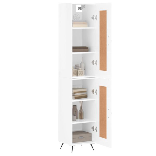 vidaXL Buffet haut Blanc brillant 34,5x34x180 cm Bois d'ing&eacute;nierie