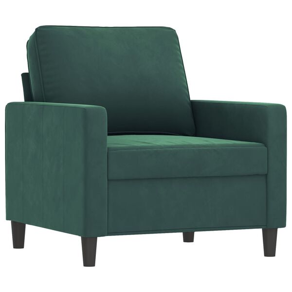 vidaXL Fauteuil avec repose-pied Vert foncé 60 cm Velours