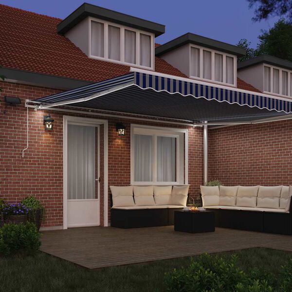 vidaXL Auvent R&eacute;tractable Bleu et Blanc 500 &times; 300 cm