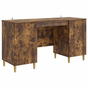 vidaXL Bureau Ch&ecirc;ne fum&eacute; 142,5 x 50 x 75 cm Bois d'ing&eacute;nierie