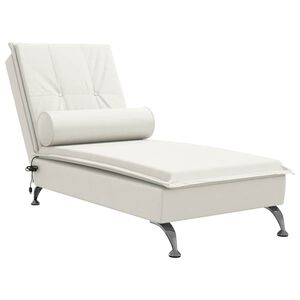 vidaXL Chaise longue de massage avec traversin cr&egrave;me velours