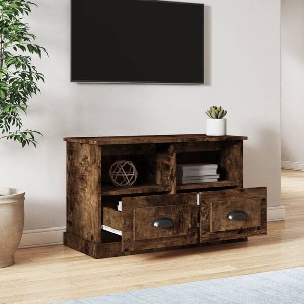 vidaXL Meuble TV ch&ecirc;ne fum&eacute; 80x35x50 cm bois d'ing&eacute;nierie