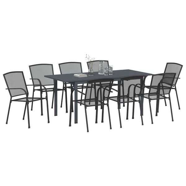 vidaXL Ensemble de salle &agrave; manger pour jardin 9 pcs Anthracite