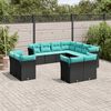 vidaXL Salon de jardin 11 pcs avec coussins noir r&eacute;sine tress&eacute;e