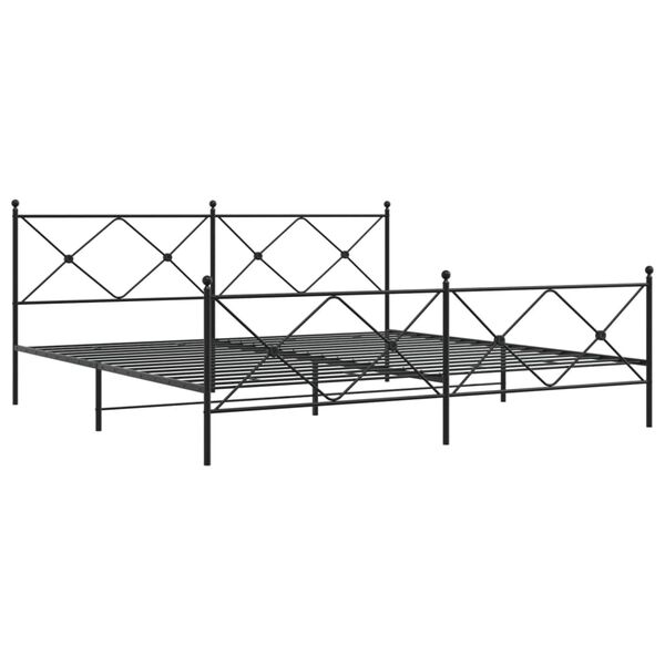 vidaXL Cadre de lit m&eacute;tal sans matelas avec pied de lit noir 193x203cm