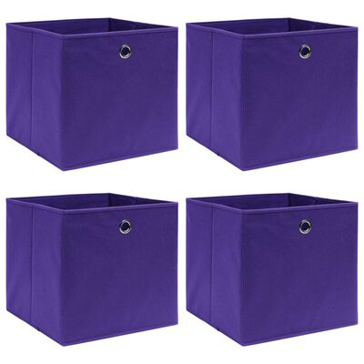 vidaXL Boîtes de rangement 4 pcs Violet 32x32x32 cm Tissu