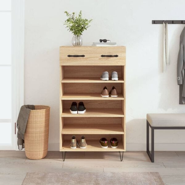 vidaXL Armoire &agrave; chaussures ch&ecirc;ne sonoma 60x35x105cm bois d'ing&eacute;nierie