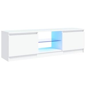 vidaXL Meuble TV avec lumi&egrave;res LED Blanc 120x30x36 cm