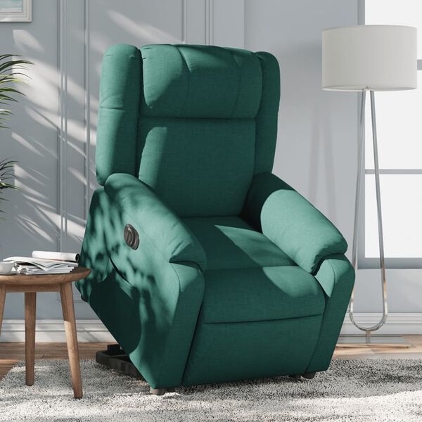 vidaXL Fauteuil inclinable &eacute;lectrique vert fonc&eacute; tissu