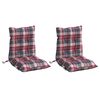 vidaXL Coussins de chaise à dossier bas lot de 2 motif carreaux rouge